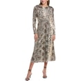 thumbnail image 1 of Elie Tahari womens  Twist Front Silk-Blend Midi Dress, 2, Brown, 1 of 2