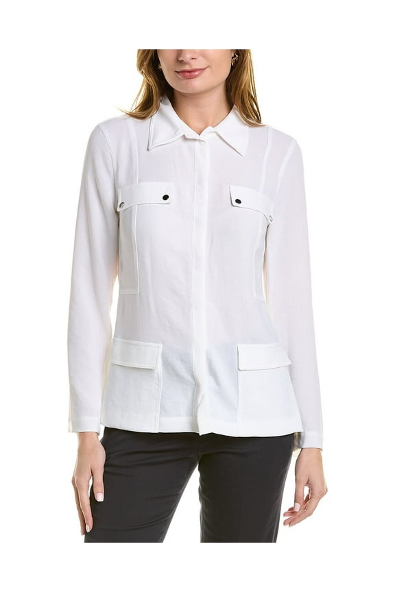 womens Utility Shirt Jacket, s, White