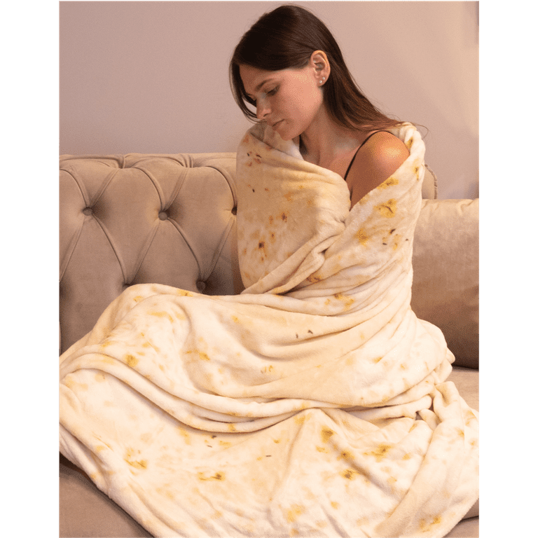 Elif 47 inches Blanket Double Sided Tortilla Blanket for Kids and Adults Yellow