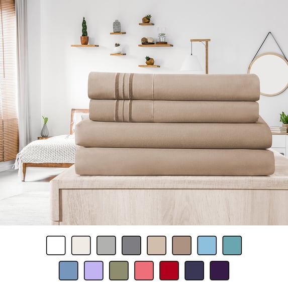 Elif California King Size Bed Sheets Set - Ultrasoft, Brushed Microfiber - Wrinkle Free, Deep Pocket, Machine Washable, Hypoallergenic, Fade Resistant Bedding Sheet Set (California King, Beige)