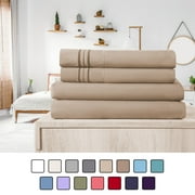 Elif Full Size Bed Sheets Set Microfiber Machine Washable, Beige