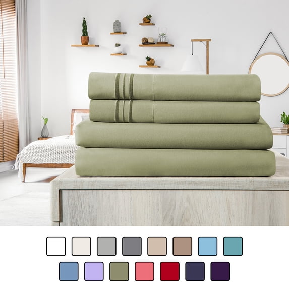 Elif King Size Bed Sheets Set - Ultrasoft, Brushed Microfiber - Wrinkle Free, Deep Pocket, Machine Washable, Hypoallergenic, Fade Resistant Bedding Sheet Set (King, Green)