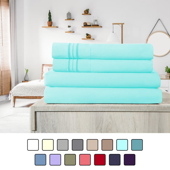 Elif King Size Bed Sheets Set - Ultrasoft, Brushed Microfiber - Wrinkle Free, Deep Pocket, Machine Washable, Hypoallergenic, Fade Resistant Bedding Sheet Set (King, Aqua)