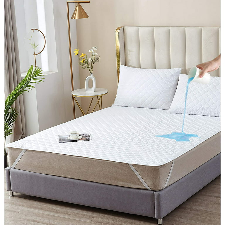 Online Bed Bug Resistant Waterproof Mattress Protector,Super Soft Quiet- Twin/Full/Queen/King Size in Plain White