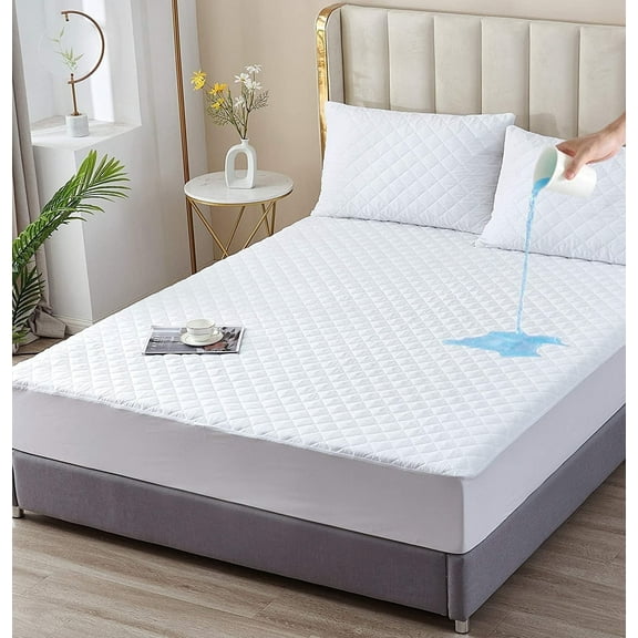 Elif Mattress Protector Waterproof Quilted Cooling Cover, Queen
