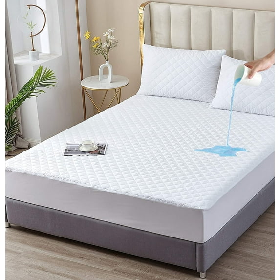 Elif Mattress Protector Waterproof Quilted Cooling Cover, Queen