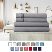 Elif Queen Size Bed Sheets Set Microfiber Machine Washable, Gray