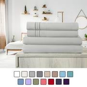 Elif Queen Size Bed Sheets Set Microfiber Machine Washable, Light Gray