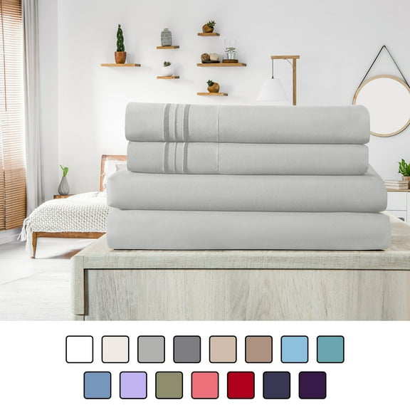 Elif Queen Size Bed Sheets Set - Ultrasoft, Brushed Microfiber - Wrinkle Free, Deep Pocket, Machine Washable, Hypoallergenic, Fade Resistant Bedding Sheet Set (Queen, Light Gray)