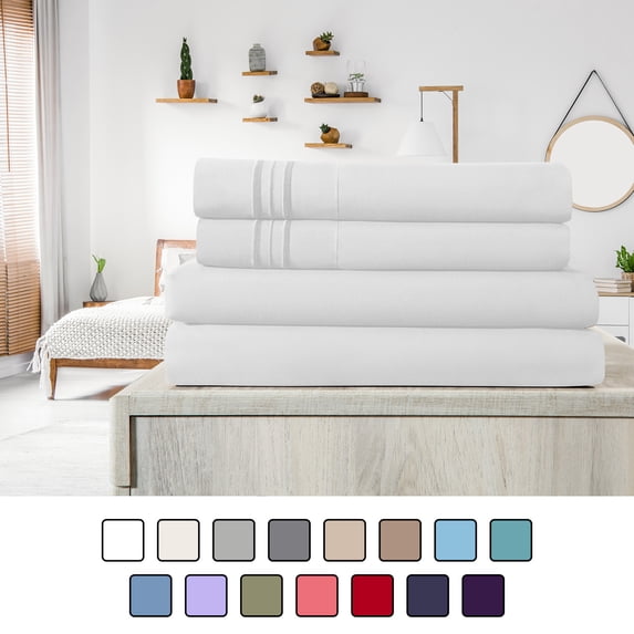 Elif Twin XL Extra Large Size Bed Sheets Set - Ultrasoft, Brushed Microfiber - Wrinkle Free, Deep Pocket, Machine Washable, Hypoallergenic, Fade Resistant Bedding Sheet Set (Twin XL, White)