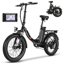 Elifine 20" 3.0 Fat Tire Electric Bike, 500W Foldable Electric Bicycle, 48V 10.4Ah Removable Battery, Max 19.8mph Commuter Ebike, LCD Meter Electric Bike for Adults Black UL 2849 Certified