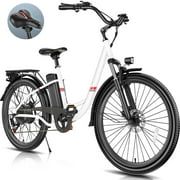 Elifine 26" 500W Electric Bike for Adults, 48V 7.8Ah Battery City Ebike Adult, Cruise Control Mode, Low-Step Thru Hybrid Electric Cruiser Bicycle, Shimano 7 Speed Commuter E-Bikes for Women, UL2849
