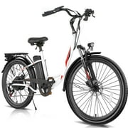 Elifine 26" 500W Electric Bike for Adults, 48V 7.8Ah Battery City Ebike Adult, Cruise Control Mode, Low-Step Thru Hybrid Electric Cruiser Bicycle, Shimano 7 Speed Commuter E-Bikes for Women, UL2849