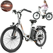 Elifine 26 500W دراجة كهربائية للبالغين ، بطارية 48V 7.8Ah City Ebike Adult ، وضع التحكم في السرعة ، دراجة هجينة كهربائية هجينة منخفضة الخطوة ، دراجات شيمانو 7 Speed Commuter الإلكترونية للنساء ، UL2849