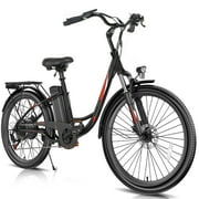 Elifine 26" 500W Electric Bike for Adults, 48V 7.8Ah Battery City Ebike Adult, Cruise Control Mode, Low-Step Thru Hybrid Electric Cruiser Bicycle, Shimano 7 Speed Commuter E-Bikes for Women, UL2849