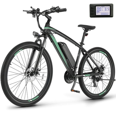 Elifine 27.5" x 2.1" Electric Bike, 500W Electric Bicycles for Adults, 48V 10.4Ah UL 2849 Removable Battery, 20mph Mountain Ebike, Lockable Suspension Fork, HD Smart LCD, Professional 21 Speed Green