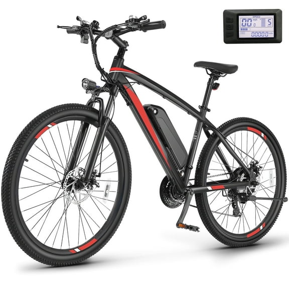 Elifine 27.5" x 2.1" Electric Bike, 500W Electric Bicycles for Adults, 48V 10.4Ah UL 2849 Removable Battery, 20mph Mountain Ebike, Lockable Suspension Fork, HD Smart LCD, Professional 21 Speed Red