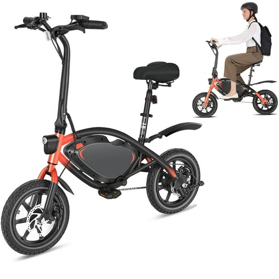 Elifine Peak 500W Electric Bike for Adults, 14" Foldable Electric Bicycles, 48V 7.8Ah City Commuter Cruiser Ebikes, Max 20mph, One-Piece Tire for Adults Women Teens UL2849