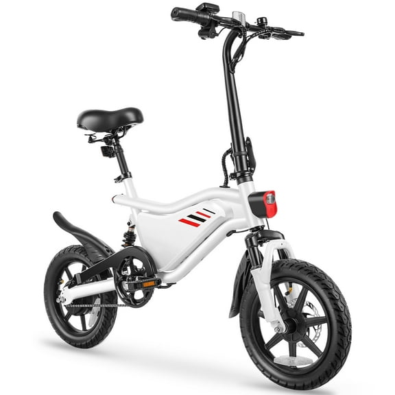 Elifine 350W Foldable Electric Bike for Adults, 14" Small E-Bike, LCD, Full Suspension, 48V 7.8Ah Electric Cycle for Adult UL 2849