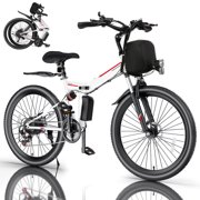 Elifine 500W 26 Electric Bike Folding Electric Mountain Bike for Adults, 22Mph, 48V 7.8Ah Battery Foldable Ebike, 21 Speed, Full Suspension Mountain E-bikes for Men Women with 5 Riding Modes, UL2849