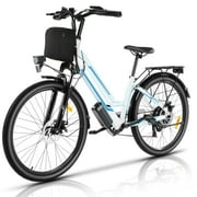 Elifine 500W Electric Bike for Adults, 26" Commuter Electric Bicycle 19.8mph City Ebike with 5 Riding Modes, 48V 7.8Ah Removable Battery UL 2849, LCD Intelligent Display Hybrid Electric Bike White