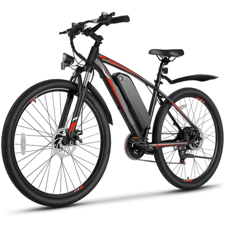 Elifine 500W Electric Bike for Adults, 27.5" Electric Mountain Bicycle, 48V 10.4Ah Battery UL2849, 19.8mph Aluminum Alloy Commuter Ebike, Lockable Suspension Fork, Shimano 21-Speed Red