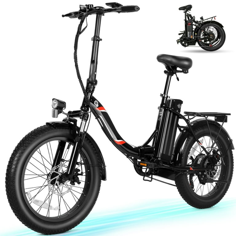 Elifine 500W Foldable Electric Bike 20 x 3.0 Fat Tire Electric Bicycle Max. 19.8mph Commuter Ebike 48V 10.4Ah Removable Battery UL 2849 with 5