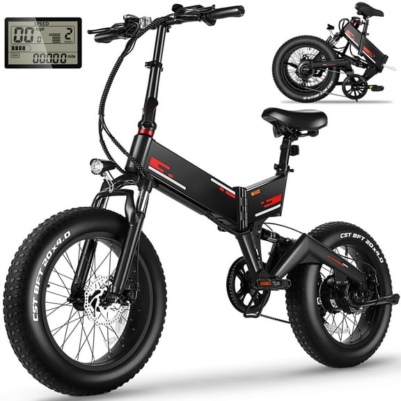 Elifine 500W Mountain E Bike Mens 20"x4" Foldable Electric Bike Fat Tire, 5 Riding Modes, Max 19.8Mph Electric Cruiser Bicycle, 48V 10.4Ah Removable Battery UL2849