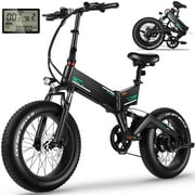 Elifine 500W Mountain E Bike Mens 20x4 Foldable Electric Bike Fat Tire, 5 Riding Modes, Max 19.8Mph Electric Cruiser Bicycle, 48V 10.4Ah Removable Battery UL2849