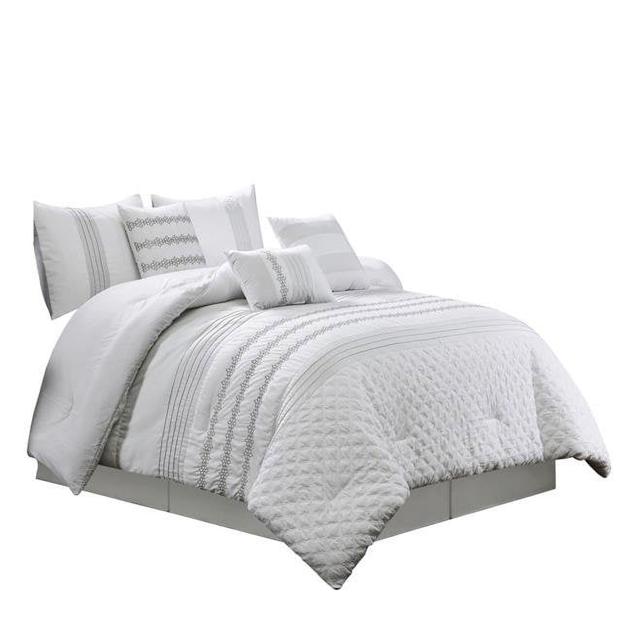 Elight Home 21599 K 90 x 104 in. Lirit Comforter Set, White - King Size- 7 Piece
