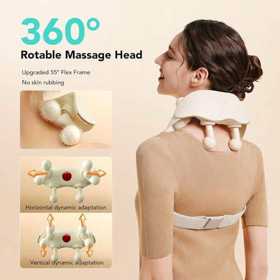 Eligible Cordless Neck Massager for Pain Relief Deep Tissue, Shiatsu Shoulder Massager with Heat, Massage Tools for Trapezius, Lymphatic Drainage, Relaxation Therapy, HSA Items