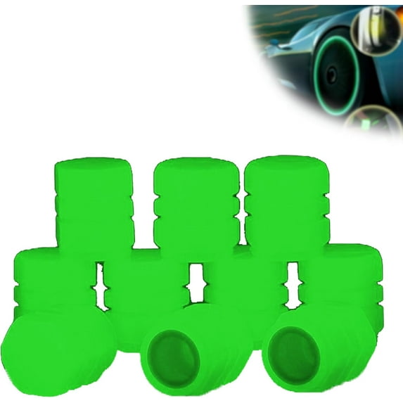 Eligibleto Luminous Tire Valve Cap, Glow-in-The-Dark Car Tire Valve Cap Set - Durable, Easy-to-Install, for Safe Night Driving - for Car, Motorcycle & Bicycle(Green-12PCS)