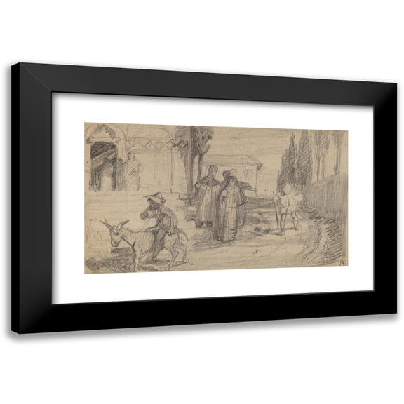 Elihu Vedder 14x10 Black Modern Framed Museum Art Print Titled - The Parable of the Miller and the Donkey (C. 1859)