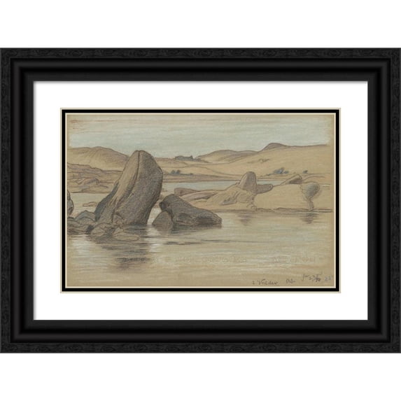 Elihu Vedder 14x11 Black Ornate Wood Framed Double Matted Museum Art Print Titled: Nile Journey, No. 22 (1890)