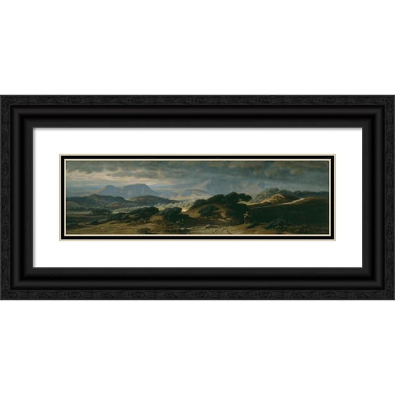 Elihu Vedder 14x7 Black Ornate Wood Framed Double Matted Museum Art Print Titled: Storm in Umbria (1875)