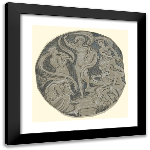 Elihu Vedder 15x15 Black Modern Framed Museum Art Print Titled - Apollo And Attendants.