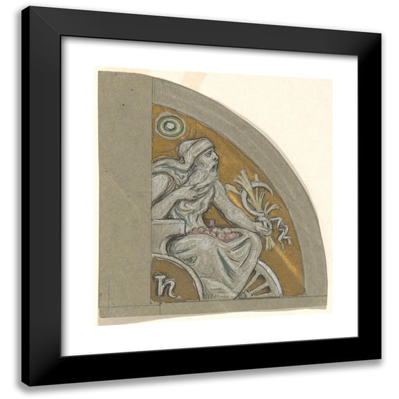 Elihu Vedder 15x16 Black Modern Framed Museum Art Print Titled - Study For Saturn (ca. 1893)