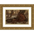 thumbnail image 1 of Elihu Vedder 18x13 Gold Ornate Wood Frame and Double Matted Museum Art Print Titled - Young Marsyas Charming the Hares, 1 of 4