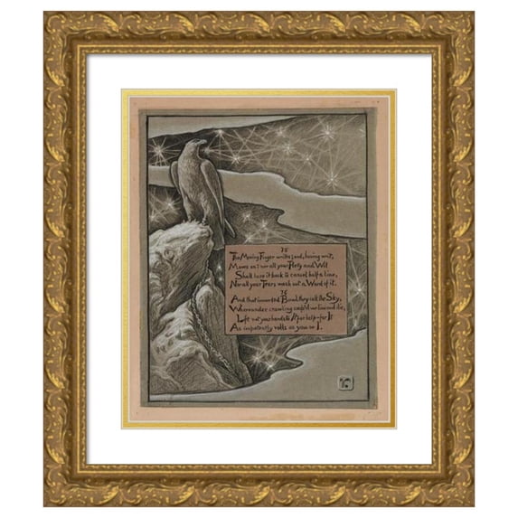 Elihu Vedder 20x24 Gold Ornate Framed and Double Matted Museum Art Print Titled - Limitation (1883-1884)