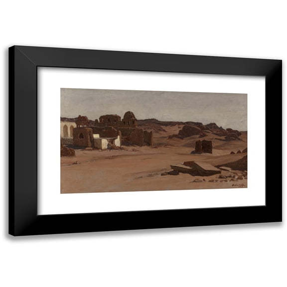 Elihu Vedder 24x15 Black Modern Framed Museum Art Print Titled - Modern Tombs, Aswan, Egypt (circa 1890)