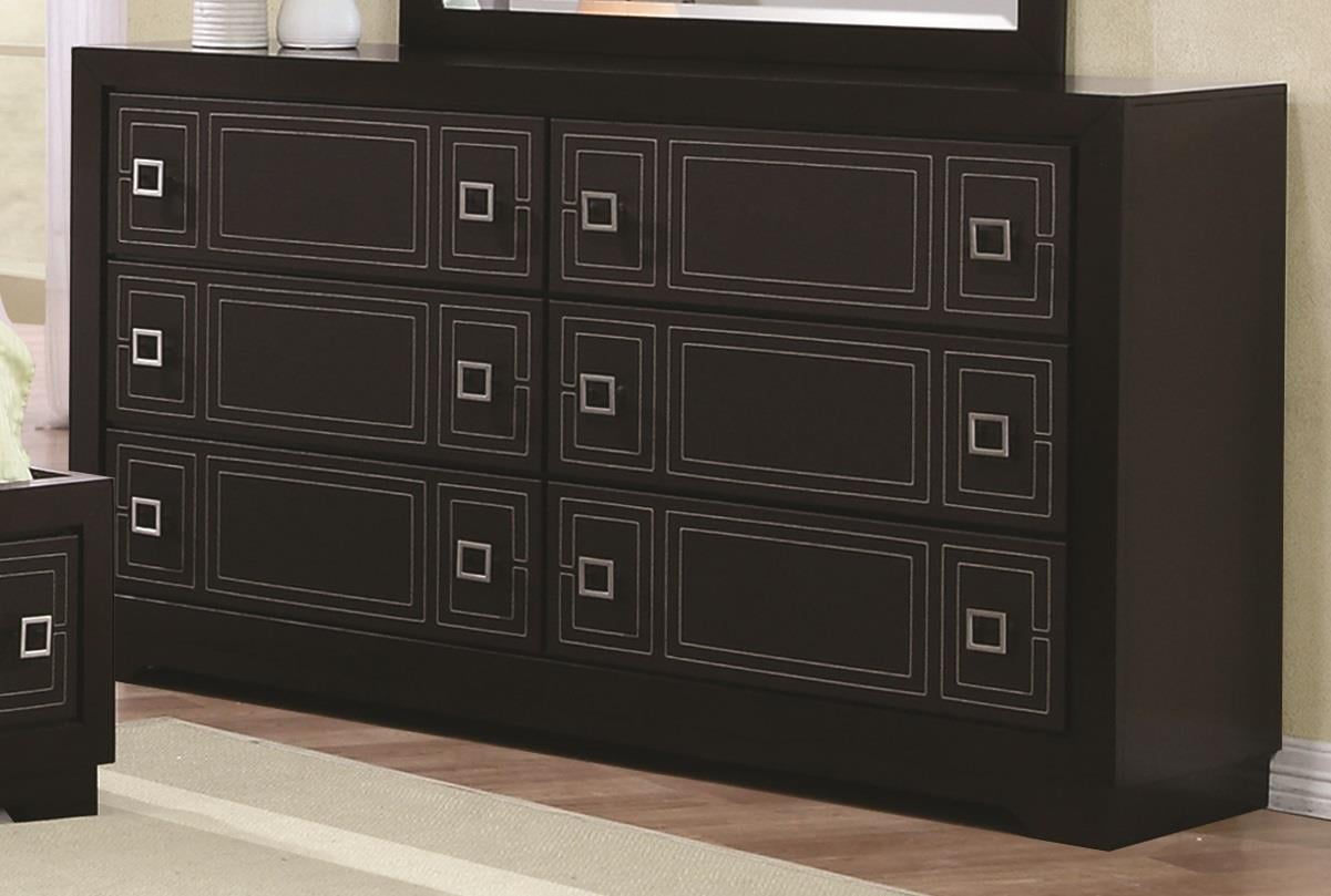 Mercer 9" Dark Brown Wooden Dresser with Geometric Design