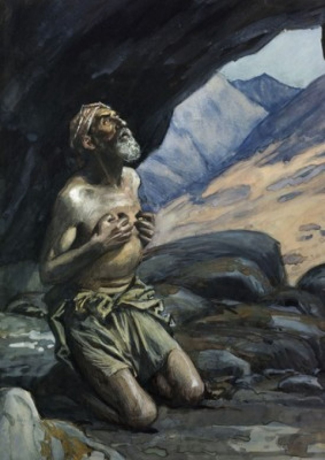 Elijah Dwelleth in a Cave James J Tissot (1836-1902French) Jewish Museum New York Canvas Art - James Tissot (24 x 36)