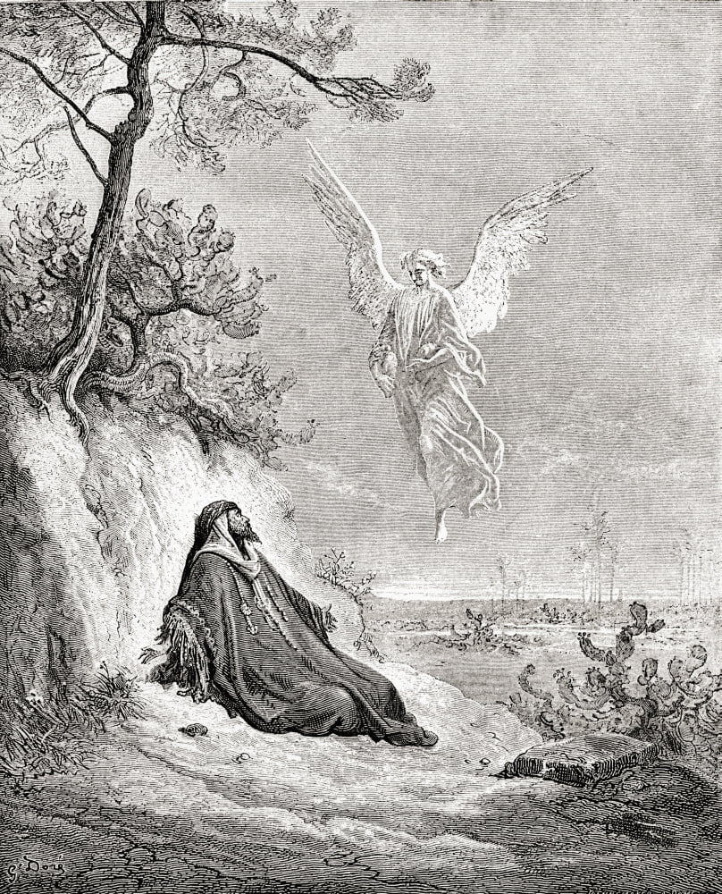 Elijah Nourished By An Angel After A Work From The Bible By Gustave Dore From Life And Reminiscences Of Gustave Dore Published 1885 Canvas Art - Ken Welsh Design Pics (12 x 16)