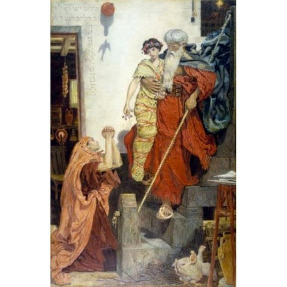 Elijah Restoring the Widows Son by Ford Madox Brown 1868 1821-1893 UK England London Victoria & Albert Museum Poster Print - 18 x 24 in.
