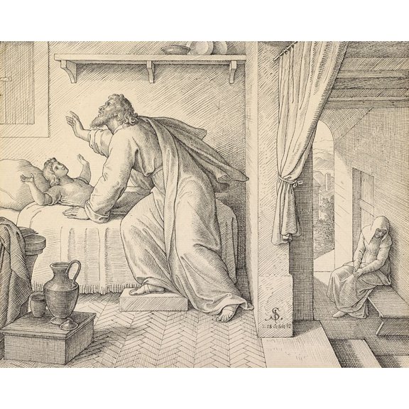 Elijah Revives the Son of the Widow of Zarephath Poster Print by Julius Schnorr Von Carolsfeld (24 x 18)