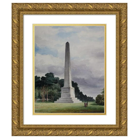 Elijah Walton 12x14 Gold Ornate Wood Frame and Double Matted Museum Art Print Titled - The Monument, Bromsgrove, Lickey (1852)