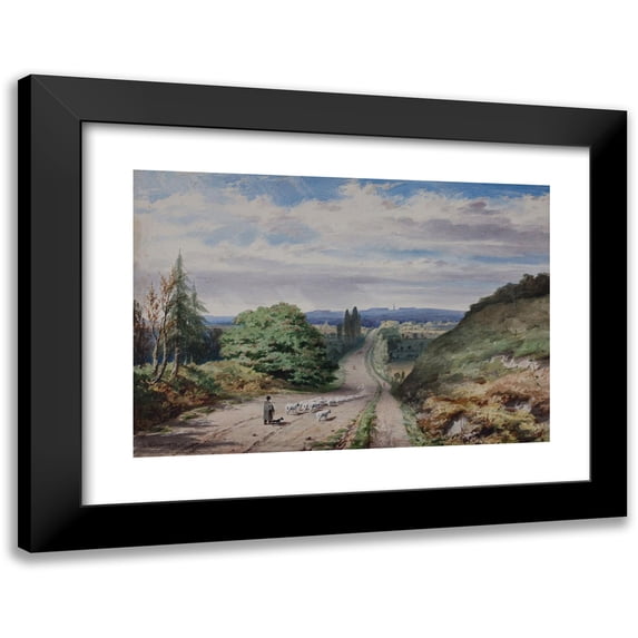 Elijah Walton 14x11 Black Modern Framed Museum Art Print Titled - Bromsgrove, Lickey from the Birmingham Road (1852)