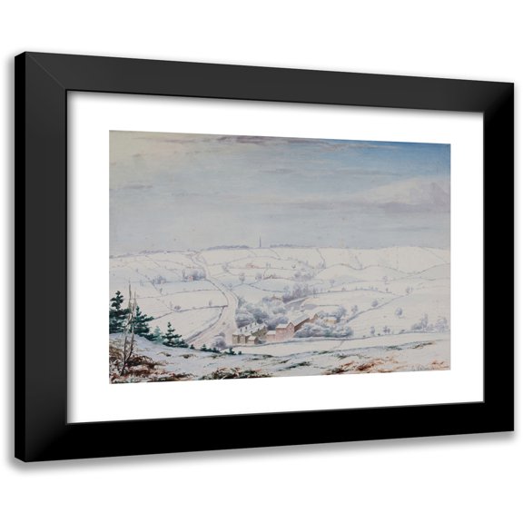Elijah Walton 14x11 Black Modern Framed Museum Art Print Titled - From Rednal Hill, Winter (1852)