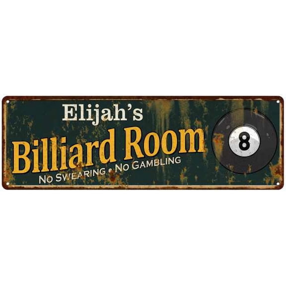 Elijah's Billiard Room Green Sign Man Cave 6x18 106180009278