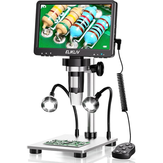 Elikliv 1200X Digital Microscope 1080P Coin Magnifier with 12MP Camera Sensor 10 LED Lights - Microscope for Adults